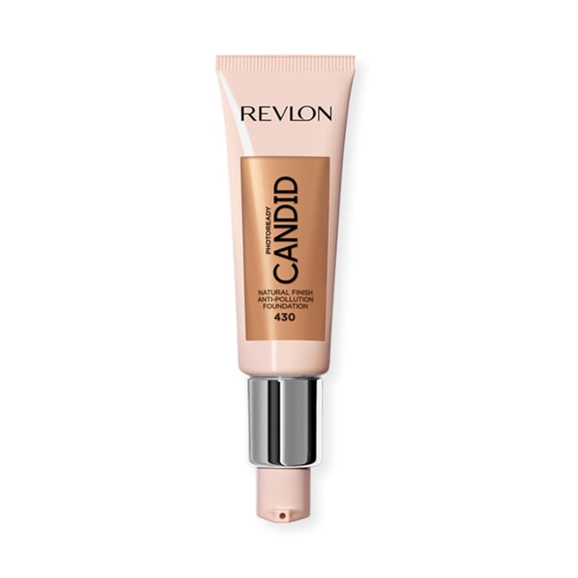 Revlon PhotoReady Candid Natural Finish Foundation, with Anti-Pollution, Antioxidant, Anti-Blue Light Ingredients, 430 Honey Beige, 0.75 fl oz/ 22ml