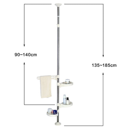 Baoyouni Indoor Plant Tension Pole Flower Display Stands Spring Loaded Flowers Hanging Rack Rod with 4 Adjustable Trays & Arm, Ivory