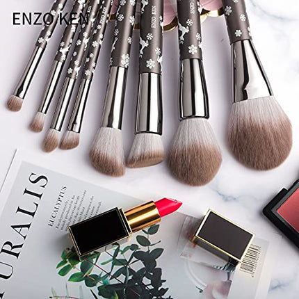 ENZO KEN Natural Goat Hair Makeup Brush Set Professional, Snowflake Cosmetic Brushes Makeup Set, Natural Makeup Brushes, Natural Bristle Makeup Brushes, Natural Hair Makeup Brushes Set Professional.