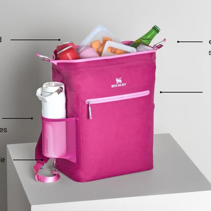 Sac à dos isotherme souple Stanley All Day Madeleine Midi, 14 L | Glacière de 20 canettes avec poignée et bandoulières | Maintient au frais pendant une journée | Sac de voyage isotherme avec fermeture éclair | Sans BPA | Crème