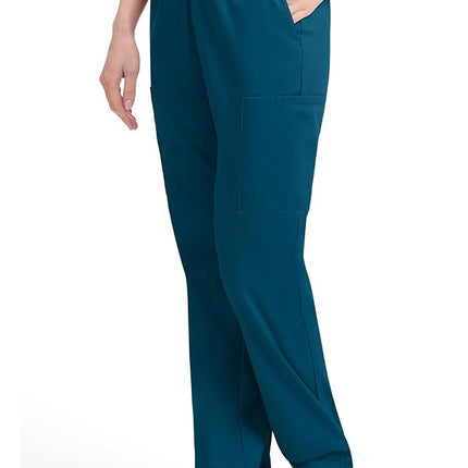 Dickies EDS Signature Scrubs for Women, Elastic Waist Pull-On Cargo Pants for Women in Soft Brushed Poplin 86106, Caribbean Blue, XXXL