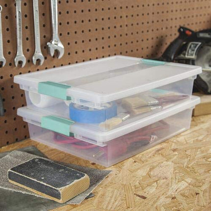 STERILITE 19638606 Large Clip Box, Clear with Blue Aquarium Latches