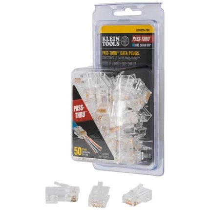 Klein Tools VDV826-704 Modular Data Plug for CAT6A and Larger Diameter CAT6 Indoor or Outdoor Ethernet Cable, 50 Pack