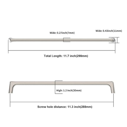 Asidrama 6 Pack 11.3 Inch(288mm) Brushed Satin Nickel Cabinet Pulls Cabinet Handles Cupboard Handles Kitchen Cabinet Hardware for Cupboard Drawer Pulls