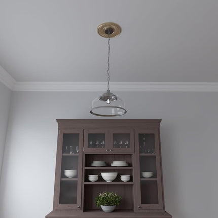 Ekena Millwork 10"OD x 3 1/2"ID x 3/4"P Berkshire Thermoformed PVC Ceiling Medallion (Fits Canopies up to 4 1/2"), Universal Metallic Champagne Mist