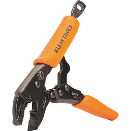 Klein Tools 38601 Curved Jaw Locking Pliers with Quick Release Handles, Intuitive Thumb Knob, High Torque, Mole Grips for Clamping and Gripping, 7-Inch