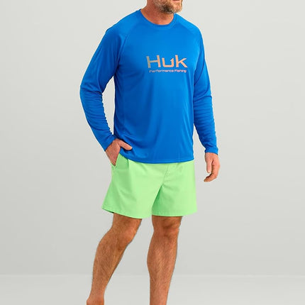 HUK Men's Standard Pursuit Vented Long Sleeve, 30 UPF Fishing Shirt, Ocean Blue
