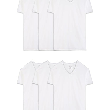 Fruit of the Loom Camiseta de capa base de algodón Eversoft con cuello en V para hombre, regular-blanco-6 unidades, 3XL (paquete de 6)