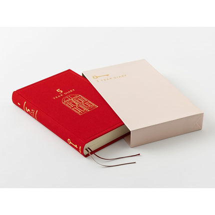 Midori 12851006A Diary, For 5 Years, Doors, Red, With Buffer