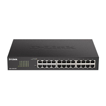 D-Link DGS-1100-24V2 - 24-Port Gigabit Smart Managed Switch with VLAN support, layer 2 features, QoS, 802.3az EEE, Fanless , Black
