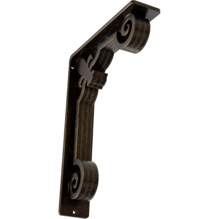 Ekena Millwork BKTM02X07X10TFLABS Metal Bracket, 2" W x 7 1/2" D x 10" H, Antiqued Brass