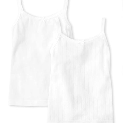 Camiseta de tirantes sin mangas para niñas The Children's Place, blanco, paquete de 2, XXS