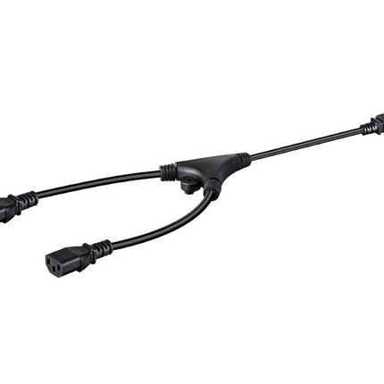 Monoprice Heavy Duty Splitter Power Cord - 2 Feet - Black | IEC 60320 C20 to 2X IEC 60320 C13, 14AWG, 15A, SJTW, 100-250V