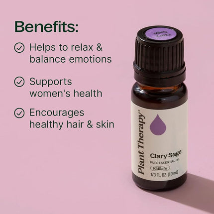 Plant Therapy Clary Sage Essential Oil 10 mL (1/3 oz) 100% Pure, Undiluted, Therapeutic Grade