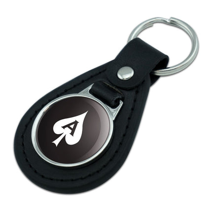 Graphics and More Ace of Spades Black and White Black Leather Keychain