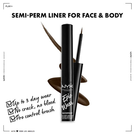 NYX Professional Makeup Epic Wear Semi - Permanent Liquid Liner Brown, 1 Count (Pack of 1)