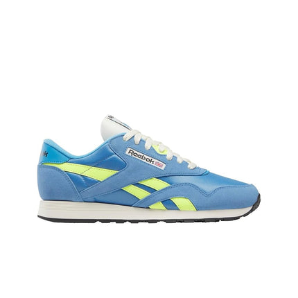 Baskets Reebok Classic Nylon pour homme, Essential Blue/Solar Acid Yellow/Vintage Chalk, 2 UK