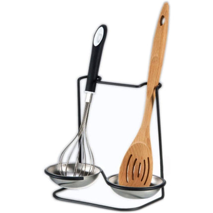 Prodyne M-955 Metalla Stainless Steel Double Spoon Rest, Black