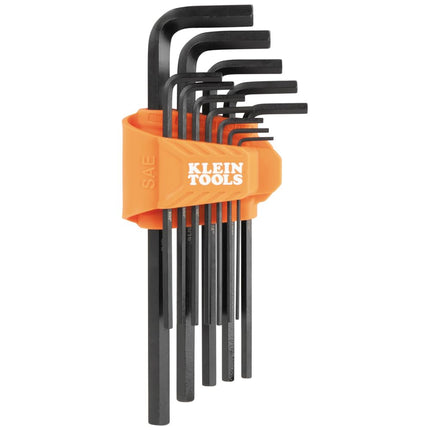 KLEIN TOOLS LS12 12-Piece Long-Arm Hex Key Set, SAE, Heat-Treated, L-Style Keys Sizes 1/16-Inch to 3/8-Inch, Twist-to-Lock Case