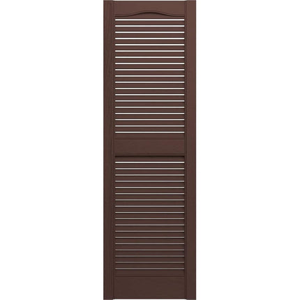 Ekena Millwork Lifetime Vinyl LL1S14X03900FB Standard Cathedral Top Center Mullion, Open Louver Vinyl Shutters, w/Installation Shutter-Lok's & Matching Screws (Per Pair),14 1/2"W x 39"H, Federal Brown
