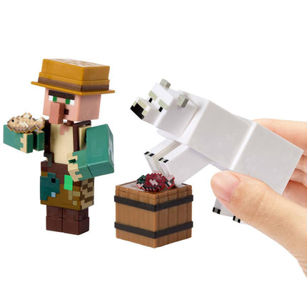 Mattel Minecraft Figuras de Acción y Accesorios Paquetes de 2, Escala de 3.25 Pulgadas con Diseño Pixelado, Set de Juguetes Coleccionables (Los Personajes Pueden Variar)