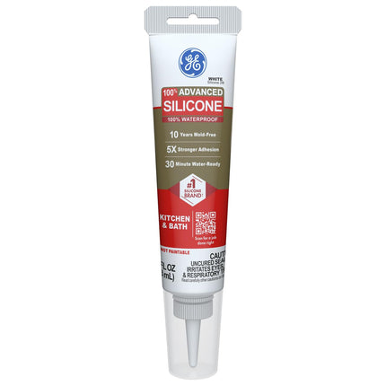 GE Advanced Silicone Caulk for Kitchen & Bathroom,