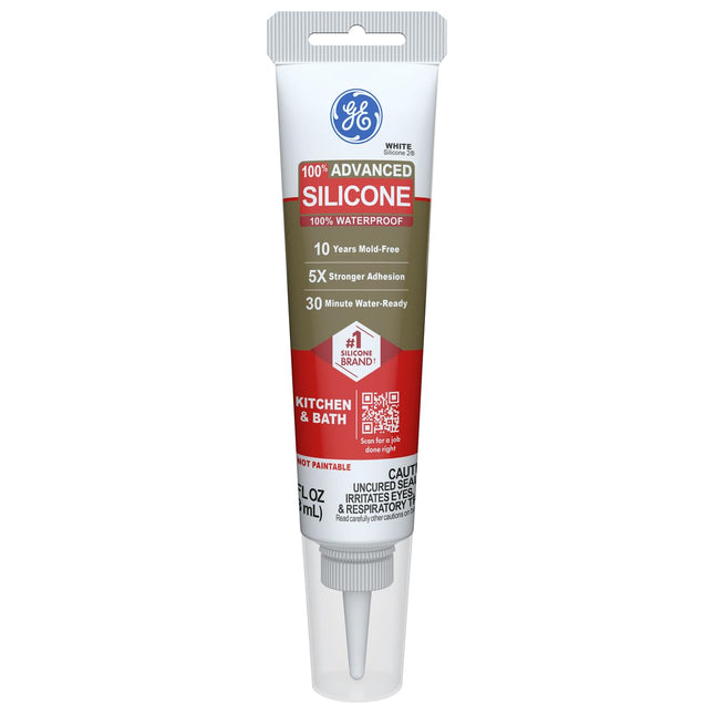 GE Advanced Silicone Caulk for Kitchen & Bathroom,