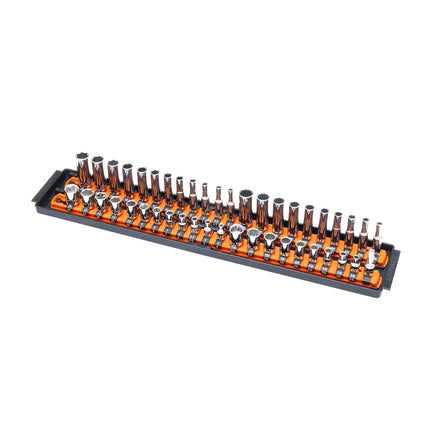 Ernst Manufacturing 8484 Socket Boss, Premium 2-Rail, 1/4 Inch-Drive Socket Organizer, 18-Inch, Orange - Made in the USA