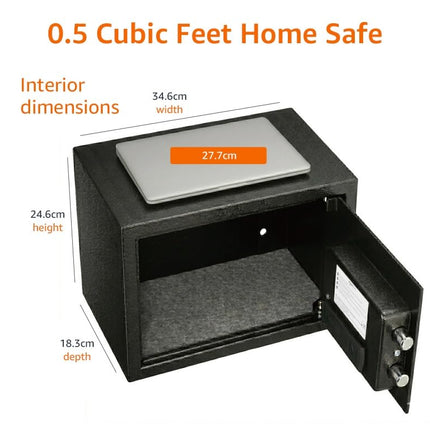 Amazon Basics Steel Security Safe with Digital Keypad - Secure Money, Cash, Jewelry, ID Documents, 14 Litres, 35cm W x 25cm D x 25cm H, Black