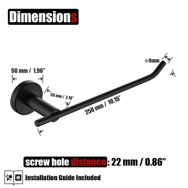 JQK Hand Towel Bar, Stainless Steel Towel Ring for Bathroom, 9 Inch Necklace Holder Matte Black Wall Mount, TR100-PB