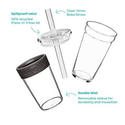 KeepCup Cold Cup, Reusable Iced Coffee Cup with Removable Tritan Plastic Sleeve and Straw Tumbler with Spillproof Lid, Reusable Straw Included, BPA Free, Dishwasher Safe, 454ml 16oz Chartreuse