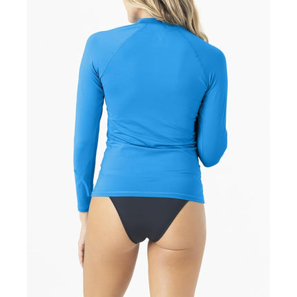 Roxy Women's Long Sleeve Compression Fit Rashguard UPF 50+ Quick Dry Recycled Swim Shirt, Peacock Blue Exc, X-Large