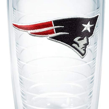 Tervis NFL New England Patriots Emblem Individual Tumbler with Red Lid, 16 oz, Clear
