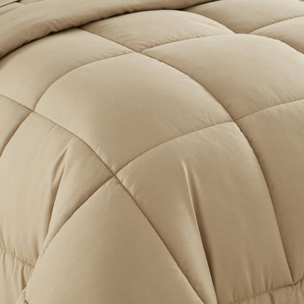 Couette en microfibre alternative au duvet, toutes saisons, chaleur douillette et grand gonflant, garnissage en microfibre, pour lit Queen size, taupe