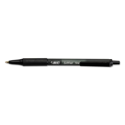 BIC Soft Feel Retractable Ballpoint Pen, Fine Point (0.8 mm), Black, 12 Pens
