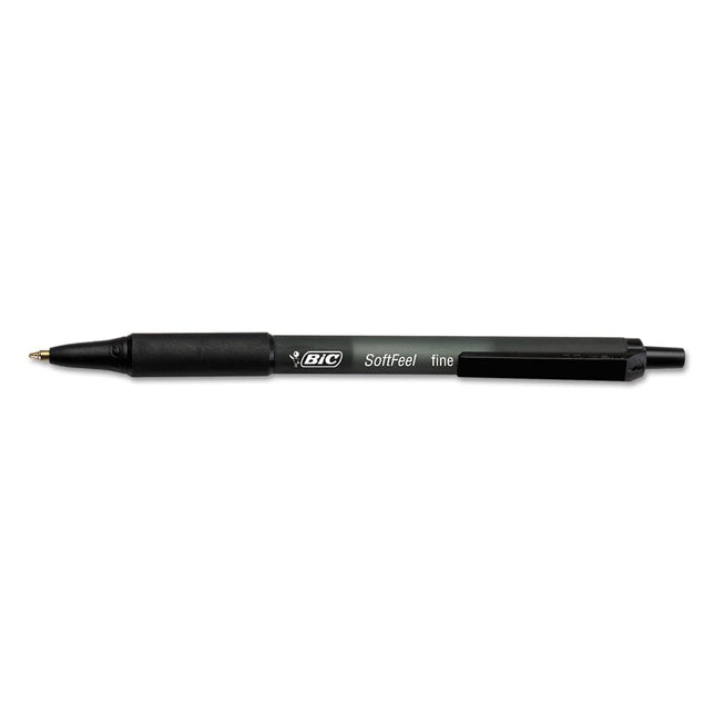 BIC Soft Feel Retractable Ballpoint Pen, Fine Point (0.8 mm), Black, 12 Pens