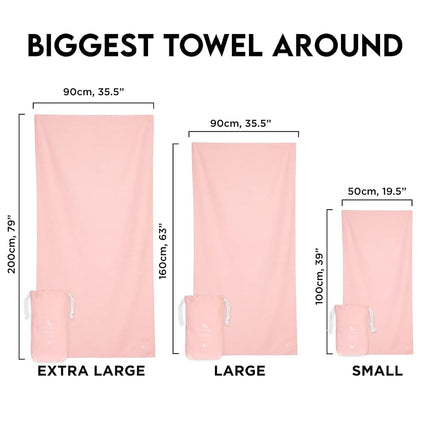 Dock & Bay Beach Towel - Quick Dry, Sand Free - Compact, Lightweight - 100% Recycled - Includes Bag - Essential - Pink, Extra Large (200x90cm, 78x35)