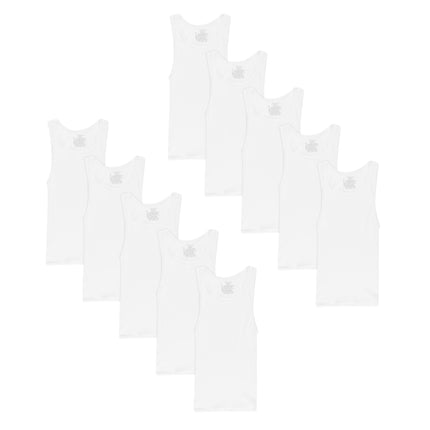 Hanes Boys' White Tanks, 10-Pack, Assorted, M
