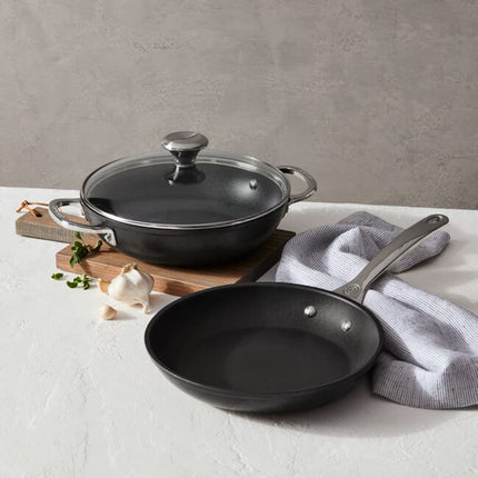 Le Creuset Toughened Nonstick Pro Cookware Set, 3pc. (9.5” Fry Pan & 2.5 qt. Braiser W/Glass Lid)