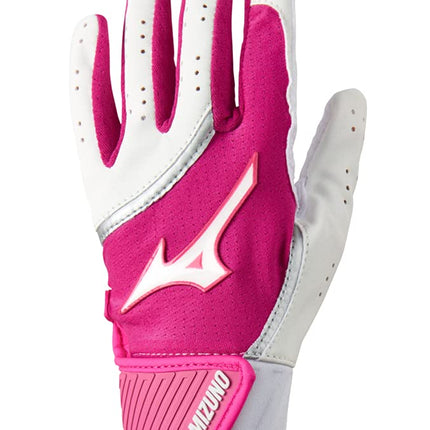 Mizuno MVP Youth Tee Ball Batting Glove, White-Pink, T-Ball