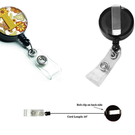 Caroline's Treasures Letter L Floral Mustard and Green Retractable Badge Reel, Multicolor (CJ2003-LBR)