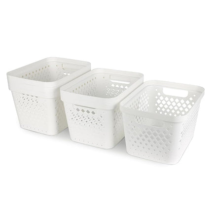 Glad Plastic Storage Basket Set, Value Pack of 6 | Open Storage Bins for Shelves, Bathroom, Pantry, Closet | Nesting Organizer Boxes with Handles, 4 Gallon, White