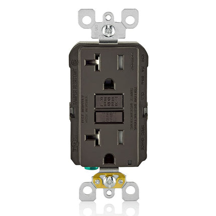 Leviton GFCI Outlet, 20 Amp, Self Test, Tamper-Resistant with LED Indicator Light, Protection from Electric Shock and Electrocution, GFTR2, Brown