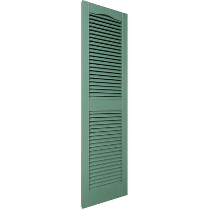 Ekena Millwork Lifetime Vinyl LL1S14X03600FG Standard Cathedral Top Center Mullion, Open Louver Vinyl Shutters, w/Installation Shutter-Lok's & Matching Screws (Per Pair), 14 1/2"W x 36"H, Forest Green