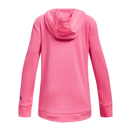 Under Armour Girls' Standard Fleece Branded Hoodie, (640) Pink Punk / / White, Youth Large