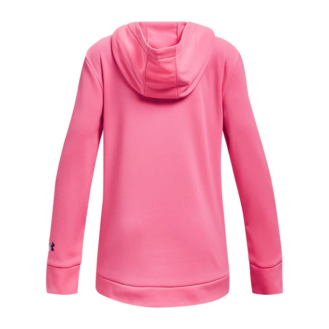 Under Armour Girls' Standard Fleece Branded Hoodie, (640) Pink Punk / / White, Youth Large