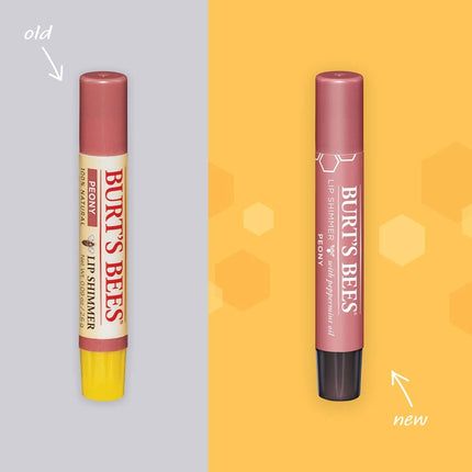 Burt's Bees Peony Lip Shimmer, 100% Natural Origin, Peppermint Oil