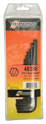 Bondhus, SHSET6 Tamper Proof HEX Key Set 2.5MM-8MM