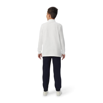 Camisa tipo polo de piqué de manga larga French Toast para uniforme escolar de niños y niñas, blanca, 14-16 Husky