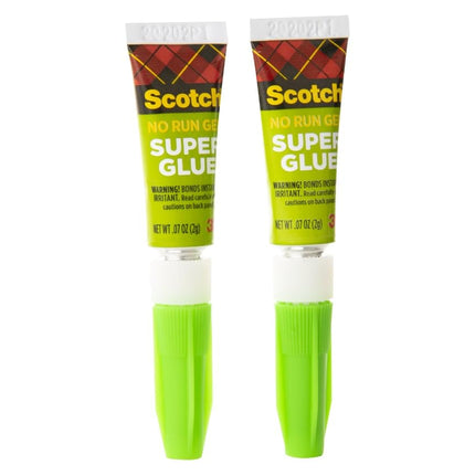 Scotch Super Glue Gel 0.7 oz (2gr.) por tubo | Color transparente | Adhesión fuerte | Unión instantánea | Pegamento líquido con aplicador de precisión | Multiusos | Secado rápido | Superpegamento | 2 tubos/paquete